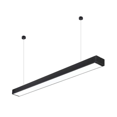 Acrylic Linear LED Hanging Light Minimalism Black/White Ceiling Pendant Lamp for Office, 2"/3"/4" Wide Ceiling Lamp Office, Hanging Lamp Office, Office Lamp Ceiling, Office Hanging Lights, Square Led Ceiling Lights, Linear Light Fixture, Black And White Office, Hallway Makeover, Office Ceiling