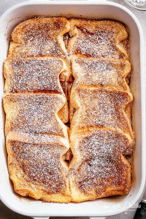 Oven Baked French Toast Casserole #cafedelites #breakfast Delicious French Toast Recipe, Oven Baked French Toast, Oven French Toast, Easy French Toast Bake, French Toast Bake Overnight, Stuffed French Toast Cream Cheese, Baked French Toast Casserole, Easy French Toast Recipe, French Toast Bake Recipe