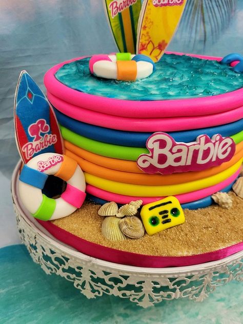 Barbie Pool, Barbie Pool Party, Pool Cake, Barbie Birthday Cake, 2nd Birthday Party For Girl, 10 Birthday Cake, Barbie Birthday, Custom Cake, 10th Birthday