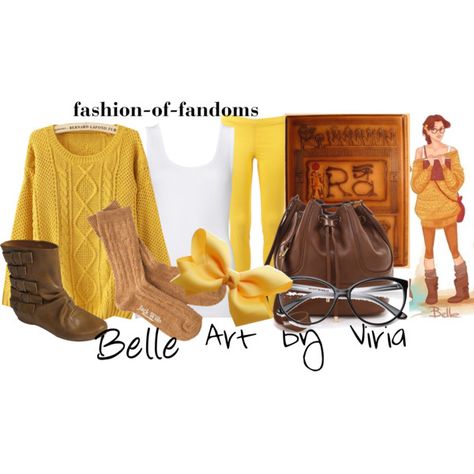 "Belle" by waveyourwands97 on Polyvore Hipster Belle, Belle Inspired Outfits, Hipster Princess, Belle Outfit, Nerd Outfits, Disney Princess Outfits, Disney Themed Outfits, Belle Costume, Nerd Fashion