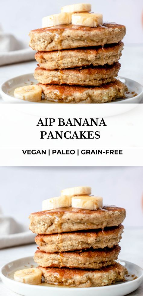 Aip Pancakes Autoimmune, Aip Banana Pancakes, Aip Banana Recipes, Aip Pancakes Egg Free, Aip Breakfast Recipes Easy, Easy Aip Breakfast, Banana Pancakes Paleo, Aip Pancakes, Aip Breakfast Recipes