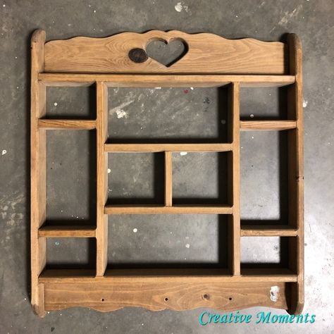 You have all seen them, the classic 80's pine country shelves. I have one for each of my daughters that they used to display their collections growing up. But it is now the 2000's and time for them to be given new life. Watch how this one goes from old and drab to teal and fab jewelry display holder. Here is the solid pine shelf, neglected with stickers stuck on it and missing pegs lost thru the years. Time for a good scrub with warm soapy water after the stickers were carefully remove… Shelf Color Ideas Paint, How To Make A Shelf, Jewelry Display Diy, Wooden Display Shelves, Country Shelves, Pine Shelf, Painting Shelves, Shelf Makeover, Spray Paint Wood