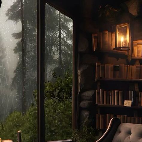 Reading While Raining, Cozy Rain Aesthetic, Cozy Sleep Aesthetic, Reading Room Aesthetic, Reading In The Rain, Books And Rain, Sleep Playlist, Forest Icon, Cozy Rain