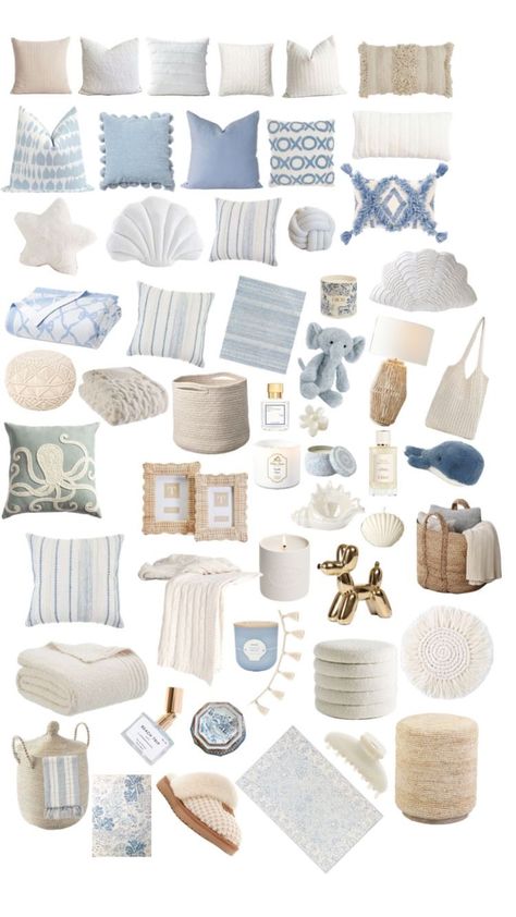 Ocean Themed Room Decorations, Beachy Attic Bedroom, Coastal Girly Bedroom, Purdue Dorm, Coastal Theme Bedroom, Nyu Dorm, Coastal Room Decor, Surf Room Decor, Ocean Room Decor