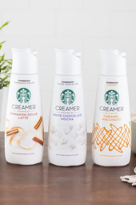 Starbucks Is Launching Flavored Coffee Creamers Next Month, and My Cup o’ Joe Is SO Ready Starbucks Coffee Creamer, Starbucks Products, Minuman Starbucks, French Vanilla Creamer, Cinnamon Dolce Latte, Flavored Coffee Creamer, Starbucks Caramel, Coffee Creamers, Cinnamon Dolce