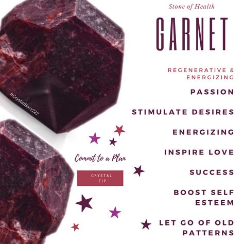 Garnet Meaning - Metaphysical Properties Garnet Gemstone Meaning, Star Garnet Meaning, Types Of Garnet, Spessartine Garnet Meaning, Garnet Magical Properties, Garnet Crystal Properties, Garnet Crystal Combinations, Rhodolite Garnet Meaning, Red Garnet Crystal Meaning