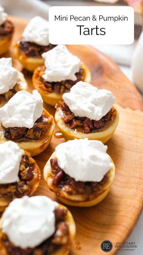 Pumpkin Tarts Mini, Pecan Tarts Recipe, Pecan Pie Tarts, Fresh Pumpkin Pie, Roasted Carrots And Parsnips, Pecan Pumpkin, Whipped Cream Desserts, Pumpkin Tarts, Pecan Tarts