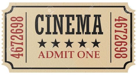 Movie Ticket Template, Ticket Cinema, Event Ticket Template, Retro Cinema, Vintage Cinema, Admit One Ticket, Vintage Ticket, One Ticket, Cinema Ticket