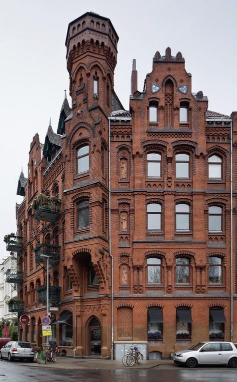 Brick Gothic, Victorian Apartment, Gothic Revival Architecture, Hannover Germany, Brick Detail, Gothic Buildings, Victorian Buildings, Gothic Revival, Victorian Architecture