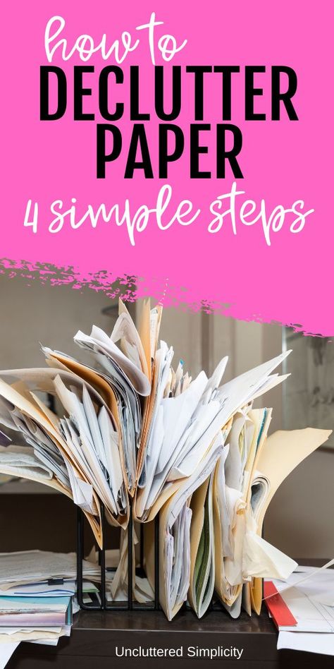 Each and every day, multiple pieces of paper enter our homes. How can we deal with this paper clutter and keep it from getting out of control? Today I will share with you the four steps I have taken in my own home to declutter paperwork. Organisation, Declutter Paperwork, Paper Clutter Solutions, Paper Decluttering, Paper Clutter Organization, Clutter Solutions, Clutter Control, Declutter Home, Clear Paper