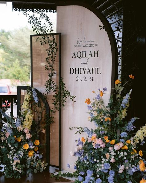 AQILAH | DHIYAUL 24|2|24 Photo by : @theluxsie #wedding #weddingdecor #rustic #rusticdecor #weddinginspiration #weddingoutdoor… | Instagram New Ideas For Weddings, Floral Forest Wedding, Wedding Backdrop Design Diy, Diy Flower Decorations Wedding, Diy Garden Wedding Ideas, Wedding Lobby Decor, Diy Backdrop For Wedding, Diy Decor Wedding, Wedding Standee Design