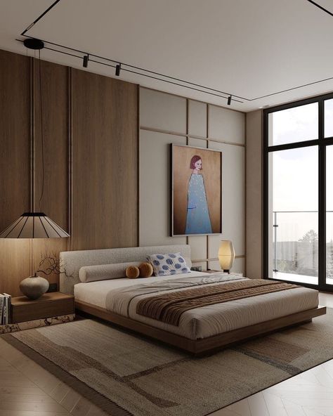 Modern Penthouse Interior Design Bedroom, Bed Back Wall With Window, Hotel Room Interior Modern, Hotel Room Decor Ideas, Penthouse Bedroom Design, Luxury Room Interior, Hotel Room Design Luxury, Hotel Room Interior Design, Bedroom Design Modern Luxury