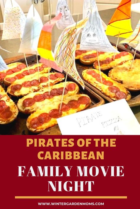 Pirates Of The Caribbean Movie Night Food, Pirates Of The Caribbean Dinner Ideas, Movie Night Dinner Adult, Family Theme Movie Night, Pirate Movie Night, Pirates Of The Caribbean Themed Food, Family Movie Theme Night, Family Movie Night Meals, Movie Inspired Meals