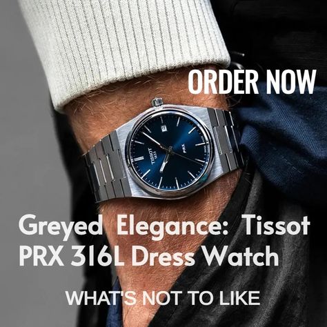 Elevate Your Look with Tissot Men's PRX Grey Dress Watch - 316L Stainless Steel Case, T1374101104100 Stainless Steel Watch Mens, Tissot Prx Mens Watch, Watches For Men Tissot, Engagement Watch For Men, Tissot Watches For Men, Man Watches Style, Men Watches Style Fashion, Prx Watch, Tissot Prx Quartz