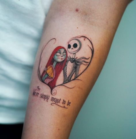 Jack And Sally Tattoo Ideas, Sally Tattoo Ideas, Jack And Sally Tattoos, Jack And Sally Tattoo, Sally Tattoo, Tattoo Nightmares, Jack Skellington Tattoo, Christmas Tattoos, Tim Burton Tattoo