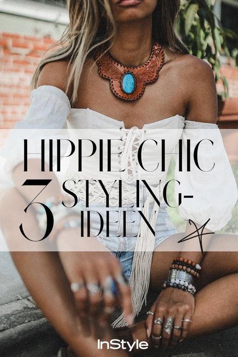 Sommerzeit ist Hippiezeit! Wann, wenn nicht jetzt können wir Maxikleider, Häkeltops und Co. besser tragen? Eben! Hier drei Hippie-Looks für den Sommer. #hippie #boho #styling #looks #outfits #instyle #instylgermany ©  AUDRIESTORME/INSTAGRAM Hippie Style Karneval, Modern Hippie Outfits, Modern Hippie Fashion, Festive Outfits Christmas, Christmas Outfits Ideas, Festival Outfit Ideas, Modern Hippie Style, Boho Festival Outfit, Leeds Festival