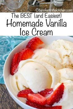 Simple Vanilla Ice Cream, Ice Recipe, Easy Ice Cream Recipe, Vanilla Ice Cream Recipe, Ice Cream Freezer, Ice Cream Maker Recipes, Homemade Vanilla Ice Cream, Easy Ice Cream, Homemade Ice Cream Recipes