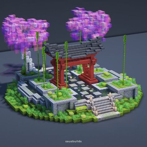 Minecraft Ender Egg Display, Idea For Minecraft, Minecraft Japanese Pathway, Minecraft Japanese Garden Ideas, Minecraft Armor Display Ideas, Japanese Arch Minecraft, Mc Japanese Build, Japanese Base Minecraft, Japanese Walls Minecraft