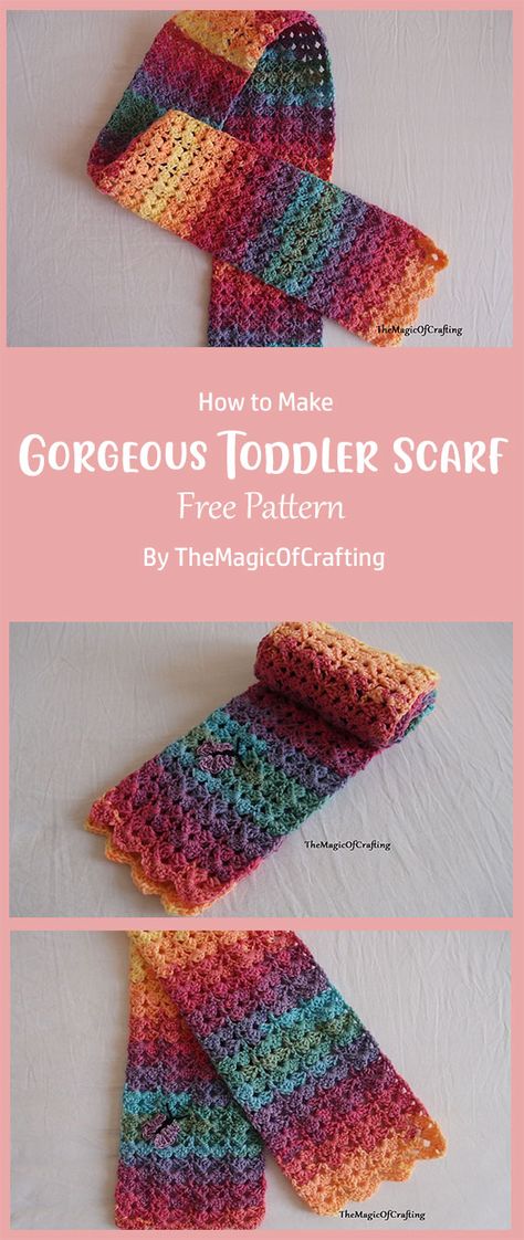 The Gorgeous Toddler Scarf By TheMagicOfCrafting is a great gift for anyone who is looking for a new, comfy scarf. It’s easy to crochet and looks so cute on your kids. Crochet Kids Scarf Free, Free Toddler Scarf Crochet Pattern, Child’s Scarf Crochet Pattern, Childrens Crochet Scarf, Childrens Scarf Crochet Pattern Free, Crochet Girls Scarf Pattern Free, Crochet Baby Scarf Free Pattern, Crochet Hat And Scarf Set Pattern Free For Kids, Toddler Crochet Scarf