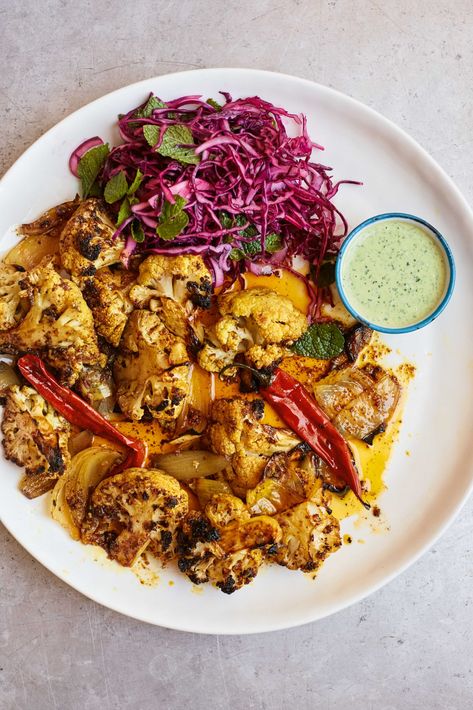 The Ottolenghi Test Kitchen’s Shawarma Cauliflower with Green Tahini Ottolenghi Cauliflower, Cauliflower Shawarma, Green Tahini, Polenta Pizza, Tahini Recipe, Ottolenghi Recipes, Cauliflower Dishes, Kitchen S, Cauliflower Recipe