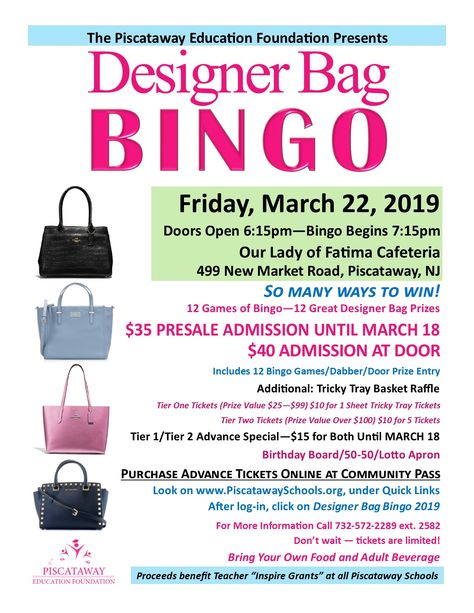 Bag Bingo Fundraiser, Purse Bingo Fundraiser, Purse Bingo Fundraiser Ideas, Tricky Tray Baskets, Bingo Fundraiser, Purse Bingo, Bingo Ideas, Tricky Tray, Luncheon Ideas