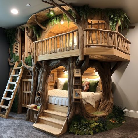 TreeHouse-Inspired Bunk Bed Designs: Childhood Dream Rooms Design Ložnic, Chocolate House, Whimsical Bedroom, House Bunk Bed, Childhood Dream, Bunk Bed Designs, Interior Design Per La Casa, House Bedroom, Dream House Rooms