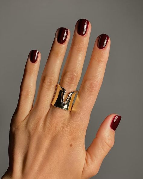 Black Cherry Nails Are Fall's Biggest Manicure Trend Black Cherry Nail Color, Black Cherry Nail Polish, Shade Nails, Oxblood Nails, Black Cherry Nails, Autumn Nail Designs, Cherry Nail, August Nails, Autumn Nail