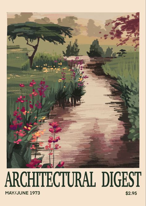 Wall Posters Downtown, Vintage Architecture Poster, Historical Poster Architecture, House 1977 Poster, Architectural Digest Cover, Vintage Destination Posters, Environmental Posters, House Poster, Vintage Cover