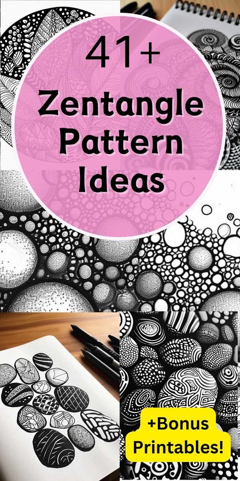 Ignite your creativity with a collection of 40+ Zentangle Patterns! Whether you're new to Zentangle art or an experienced artist, these diverse patterns cater to beginners and advanced practitioners alike. Explore simple designs for beginners and intricate patterns for more advanced artists, offering something for everyone to discover and enjoy. #ZentanglePatterns #CreativeInspiration #ArtisticExpression How To Do Zentangle Patterns, Zentangle Patterns Beginners, Zentangle Printables Free, Tangle Art Patterns Simple, Free Zentangle Patterns Printables, Zantangle Art Artwork Easy, How To Draw Zentangle Patterns Step By Step, Zentagle Art Zentangle Patterns, Advanced Zentangle Patterns