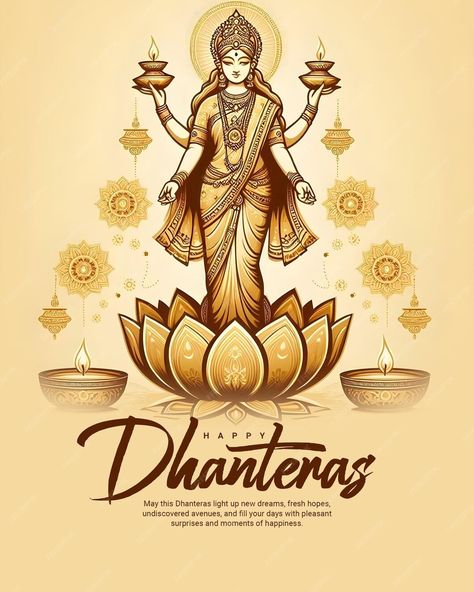 Happy Dhanteras and Dhanatrayodashi with Diwali celebration Social Media Post Template Banner | Premium AI-generated PSD Dhanteras Post, Diwali Template, Tulip Flower Pictures, Hang Tag Design, Happy Dhanteras, Navratri Images, Social Media Post Template, Birthday Text, Hinduism Art