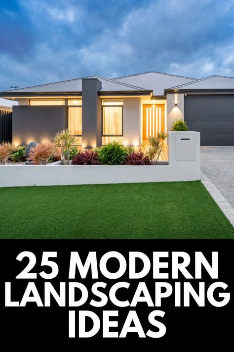 Front Yard Design Layout, Modern Landscaping Front Yard, Modern Landscape Design Front Yard, Modern Front Yard, Modern Backyard Landscaping, Front Yard Design, Farmhouse Landscaping, Modern Backyard, Front House Landscaping