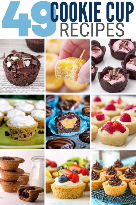 Discover a world of delightful treats with "49 Delicious Cookie Cup Recipes." This collection offers the best in cookie cups recipe ideas, perfect for any event. Experience a range of simple yet impressive cookie cup desserts, from traditional flavors to festive cookie cups Christmas specials. These recipes are easy to make and sure to please, whether for family gatherings or holiday celebrations. Get ready to impress with these varied and satisfying cookie cup creations! Cookie Dough Muffin Cups, Mini Muffin Tin Cookies Holidays, Mini Cupcake Tin Recipes, Cookie Cups With Premade Dough, Different Christmas Cookies, Cookie Cup Desserts, Mini Cup Desserts, Desert In A Cup, Cookie Cups Christmas