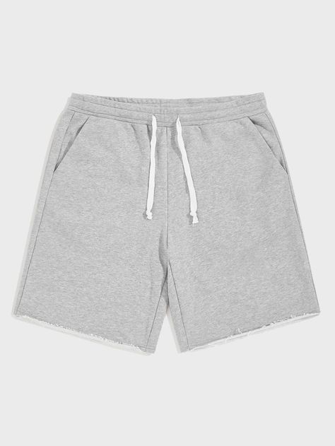 SHEIN Men Heathered Gray Drawstring Athletic Shorts | SHEIN USA Guys Outfits, Athleisure Shorts, Shein Men, Athleisure Men, Mens Haircuts Fade, Lazy Outfits, Track Shorts, Grey Joggers, Sweat Shorts