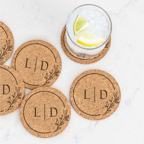 Casual Wedding Decor, Wedding Coasters Favors, Rustic Coasters, Engraved Coasters, Monogram Coasters, Dessert Station, Table Layout, Custom Wedding Favours, Wedding Coasters