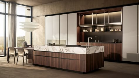 POLIFORM_KITCHEN_PHOENIX_2024_02 Flush Kitchen Cabinets, Pantry Luxury, Wealthy House, Poliform Kitchen, Split Door, Modern Wooden House, Beach Apartments, Kitchen Architecture, Spice Holder