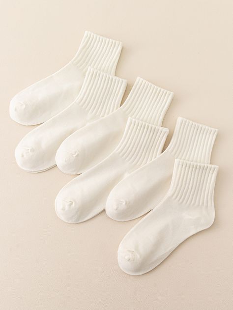 6pairs Solid Crew SocksI discovered amazing products on SHEIN.com, come check them out! Women Crew Socks, Women Socks, Calf Socks, Kids Beachwear, Socks And Hosiery, Sleepwear Women, First Order, Women's Casual, Socks Women