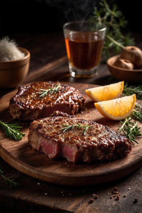 Gorgeous Food Photography, Steak Garnish Ideas, Steak Asthetic Picture, Beef Photography Food Styling, Steak Restaurant Interior, Meat Aesthetic Food, Steak Photography Food Styling, Steak Photoshoot, Meat Photography Food Styling