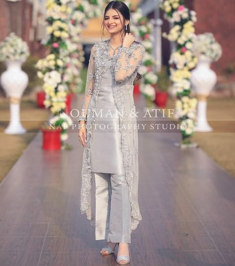 30 Likes, 0 Comments - Tabeer Dezigner (@tabeerdezigner) on Instagram Dress For Reception, Long Coat Dress, Pakistani Women Dresses, Shadi Dresses, Girls Party Wear, Shrug For Dresses, Gaun Fashion, Pakistani Wedding Outfits, Pakistani Fancy Dresses