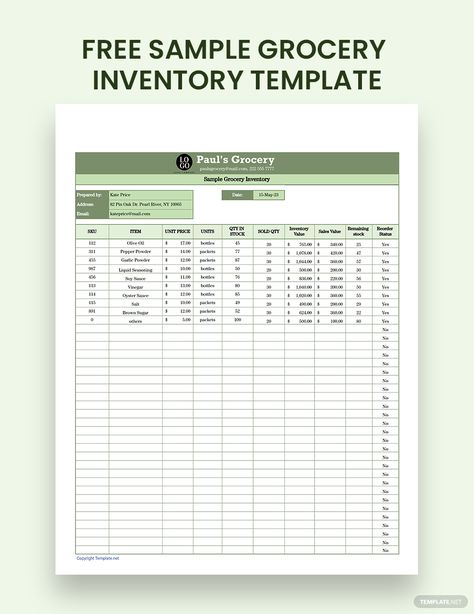 Google Sheets Inventory Template, Grocery Excel Sheet, Excel Inventory Templates, Stock Inventory Template, Grocery Inventory List, Grocery Inventory, Inventory List Template, Inventory Sheet, Inventory Template