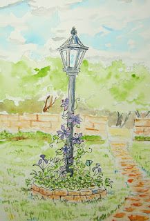 How to draw a garden lamp post. An easy drawing lesson for the young artist you can se it at http://drawinglessonsfortheyoungartist.blogspot.com/2012/05/how-to-draw-garden-lamp-post.html Lampost Painting, Lampost Drawing, Garden Lamp Post, Outdoor Lamp Posts, Lamp Posts, Scene Drawing, Garden Lamp, Garden Drawing, Free Printable Art