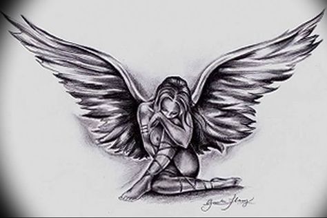 Dark Angel Tattoo, Angel Warrior Tattoo, Angel Back Tattoo, Beautiful Angel Tattoos, Angel Tattoo For Women, Fallen Angel Tattoo, Guardian Angel Tattoo, Black Line Tattoo, Tattoo Angel