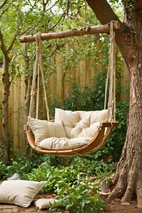 Small Couches, Diy Hanging Chair, Diy Kids Table, Upcycle Chair, Diy Swing, Macrame Hanging Chair, Swing Chair Outdoor, Hanging Chair Outdoor, Outdoor Trees