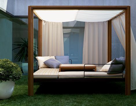 Gazebo Canopies - Kuba modern gazebo design by Pirche #gazebo Canopies - Kuba modern gazebo design by Pircher Outdoor Canopy Bed, Outdoor Day Bed, Pot Gantung, Patio Table Decor, Modern Gazebo, Canopy Architecture, Backyard Canopy, Crib Canopy, Garden Canopy