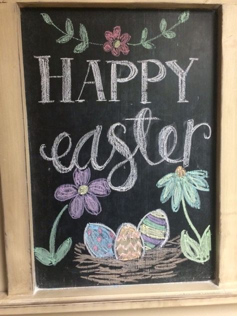 Easter chalkboard #easter #chalkboardcreations Chalk Drawing Ideas, Easter Chalkboard Art, Spring Chalkboard Art, Chalkboard Crafts, Spring Chalkboard, Chalkboard Art Quotes, Easter Chalkboard, Chalkboard Wall Art, Blackboard Art