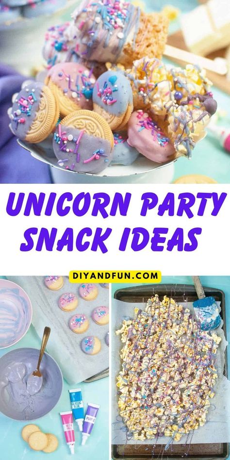 Unicorn Food Ideas, Party Snack Recipes, Unicorn Birthday Party Food, Diy Unicorn Party, Unicorn Party Food, Unicorn Desserts, Birthday Party Snacks, Unicorn Themed Birthday Party, Party Snack Food