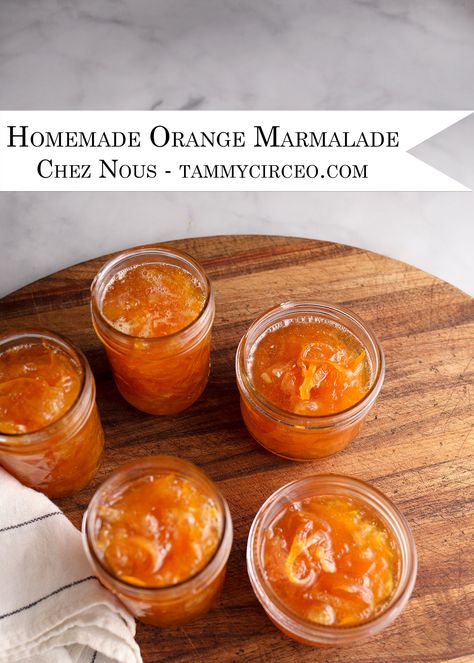 Five jars of Homemade Orange Marmalade Homemade Marmalade, Orange Marmalade Recipe, Cheese Homemade, Marmalade Recipe, Orange Marmalade, On Toast, Happy Foods, Marmalade, Holiday Recipes