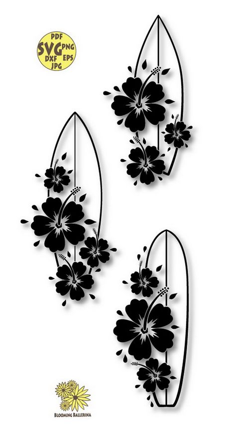 Surfboards Svg file, Flower Surfboard Svg, Hibiscus svg, Tropical svg, Hawaii svg, Surfboard clipart, FSurfing Svg, Surf, Tropical clipart Flower Surfboard, Surfboard Clipart, Hawaii Flower Tattoos, Beach Tshirt Designs, Hibiscus Svg, Hawaii Svg, Tropical Svg, Ballerina Artwork, Easy Tattoos