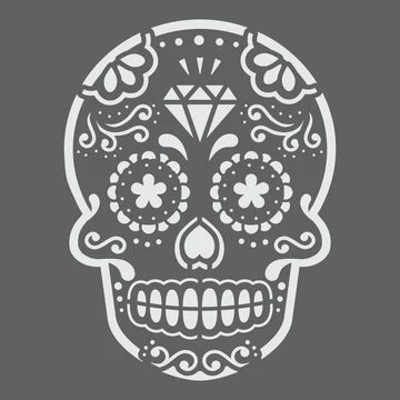 Sugar Skull Pumpkin Stencil, Skull Stencils, Sugar Skull Stencil, Sugar Skull Images, Calf Tattoo Ideas, Day Of The Dead Decorations, Cool Skull Drawings, Skull Coloring, Mixed Media Stencils