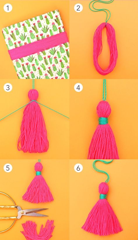 Easy DIY tassel video: Homemade DIY homemade crafts • Happythought Crafts To Make Out Of Yarn, Easy Tassels Diy, How To Make A Tassel With Yarn, How To Make Yarn Tassels, How To Make Tassels With Yarn, Paperclip Bookmarks Diy, Crafts With Thread, Make Tassels With Yarn, How To Make A Tassel