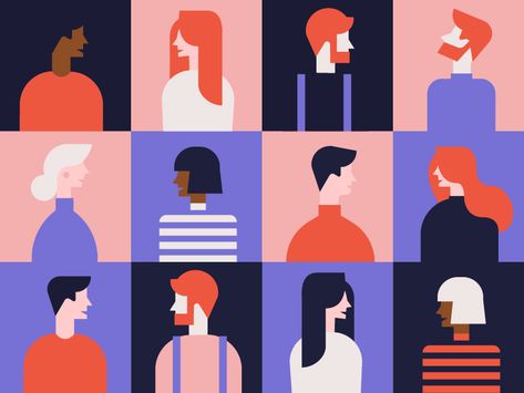 People human colors faces vector design icons illustration Lovely Illustrations, Digital Imaging, Modern Illustration, 카드 디자인, Abstract Illustration, Floral Illustration, People Illustration, People People, Flat Illustration